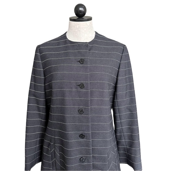 Vintage Hubert Latimer for Irene 1960's Tailored Pinstriped Suit Dress Wool Navy - Picture 8 of 10